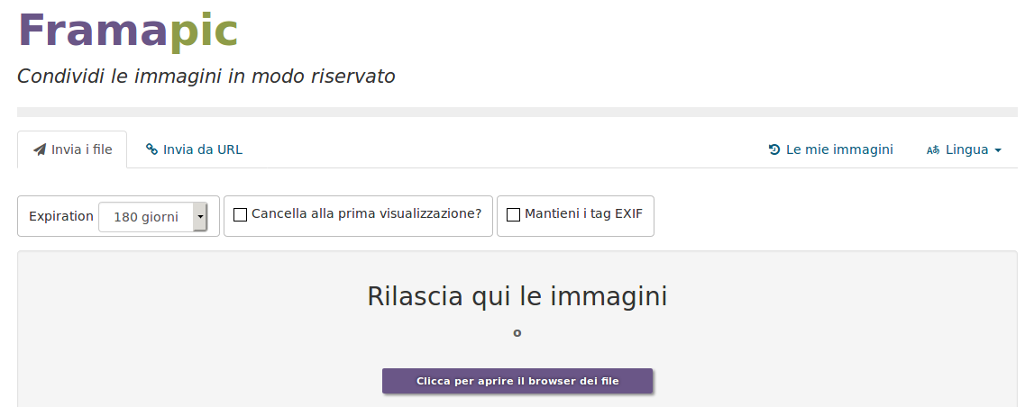 Home page di Framapic in italiano